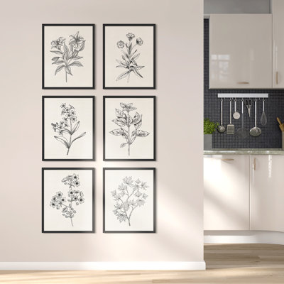 «Abstract Floral Botanical Minimalist», reproduction d'art encadrée, affiche, salle de bain, petit art mural