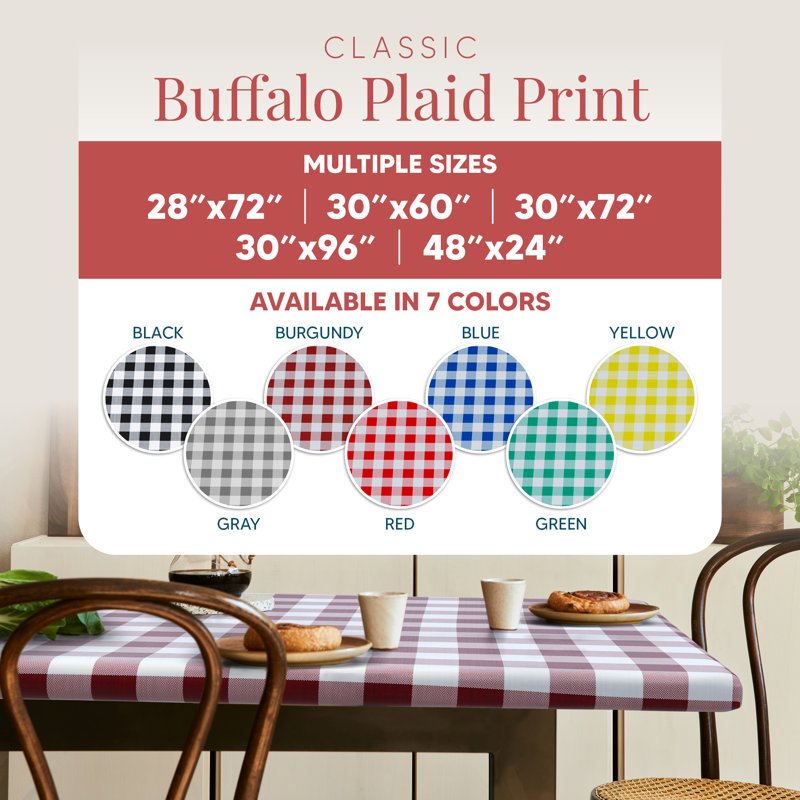 Nappe de cuisine en polyester - Élastique, imperméable, lavable, convient à la table, motif à carreaux, L 72 po x l 36 po