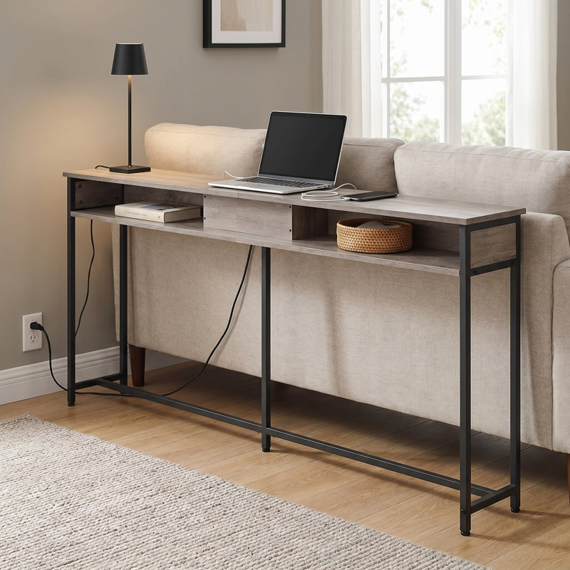 Console de 70,9 pouces avec prise de courant et tablettes
