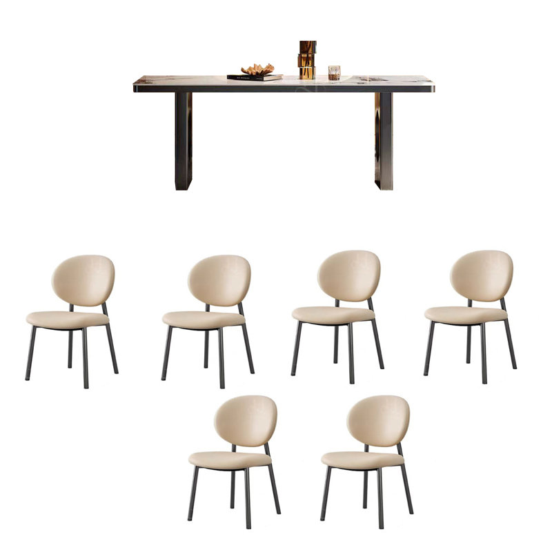 Combinaison de table et de chaises en pierre légère de luxe, H 29,52 po x L 78,74 po x l 35,43 po