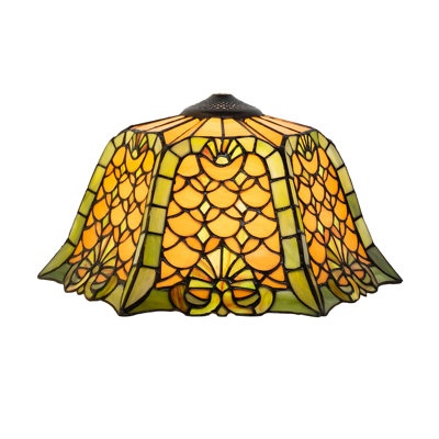 Abat-jour en verre (araignée) de couleur ambre / vert / noir H 8 po x l 16 po Duffner Kimberly
