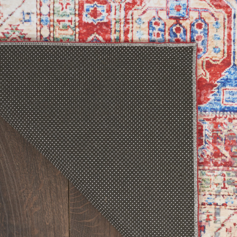 Red/Beige/Blue Rug, Rectangle 7'10" x 9'10"