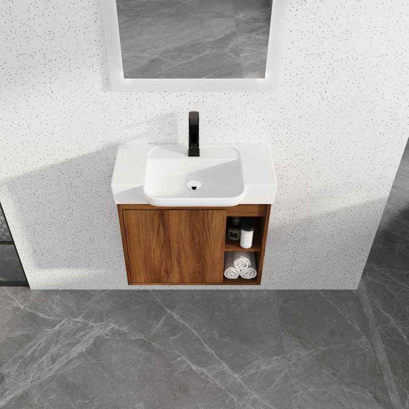 Wall-Mounted Bathroom Vanity with Ceramic Sink