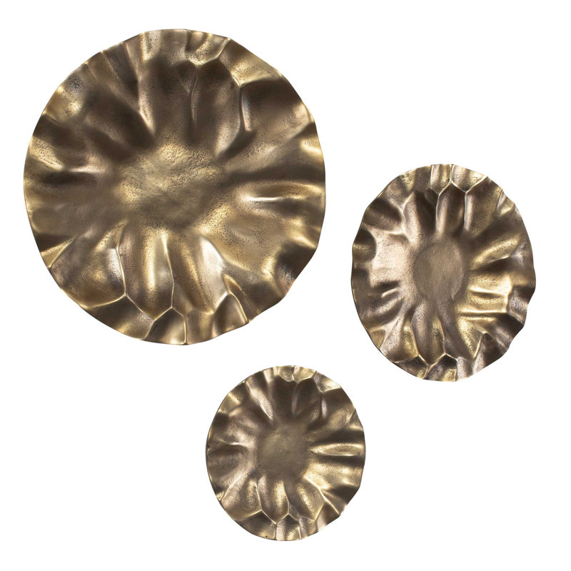 Uttermost Peonia Outdoor Gold Wall Art Set/3, Gold