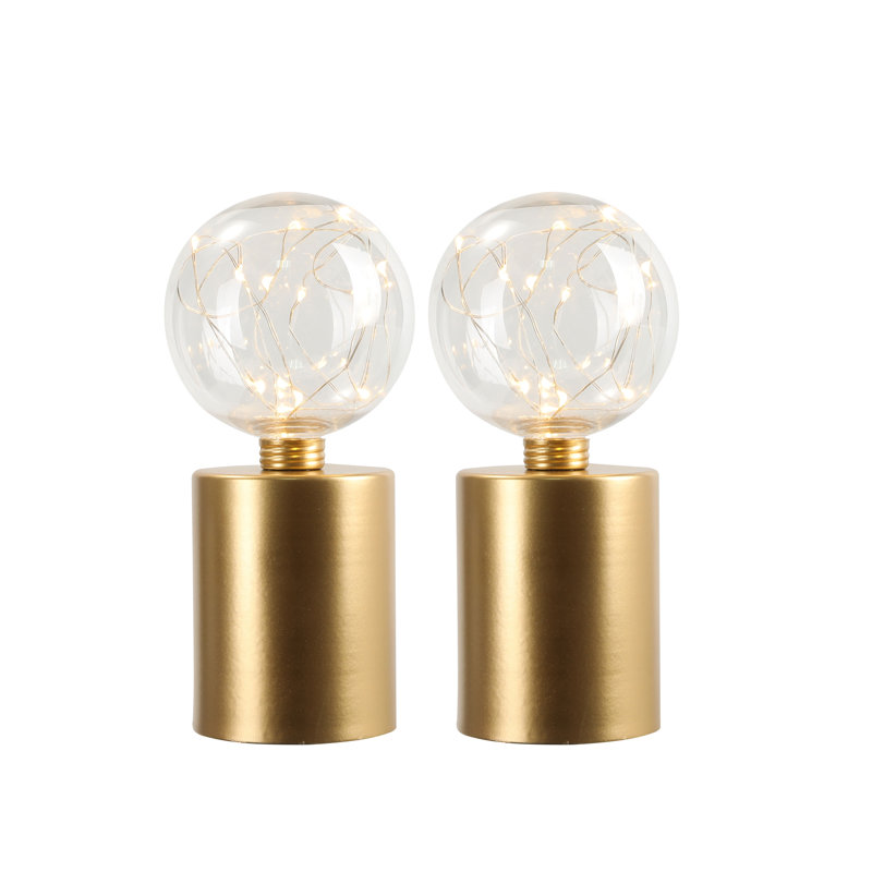 Dominquez 2 Set of 21cm Gold Table Lamp Battery Powered