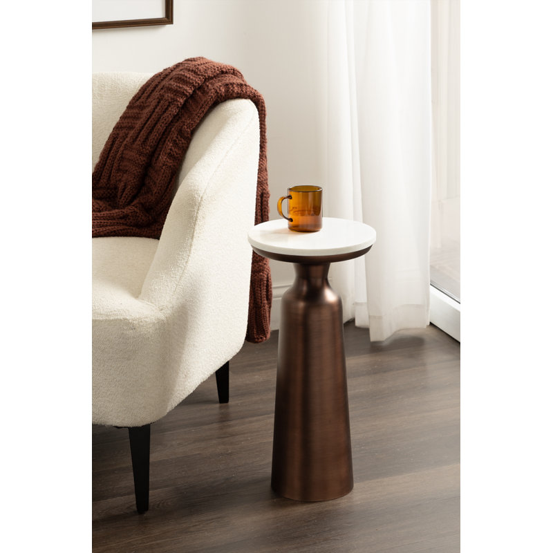 Cardina Modern Round Marble Drink Table, Bronze
