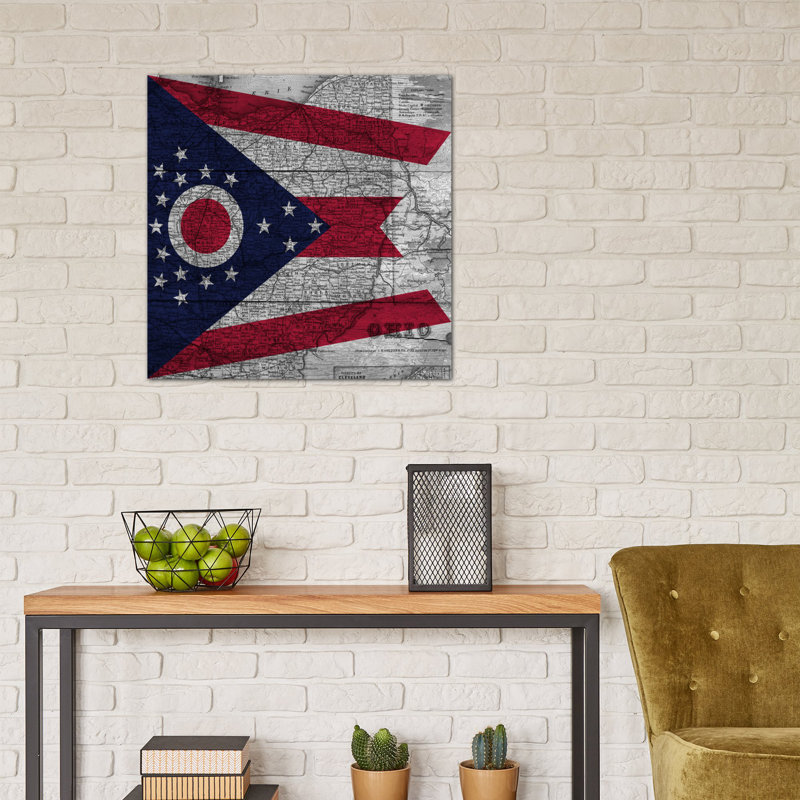 "flags ohio" , impression sur toile, H 37 po x l 37 po x P 0,75 po