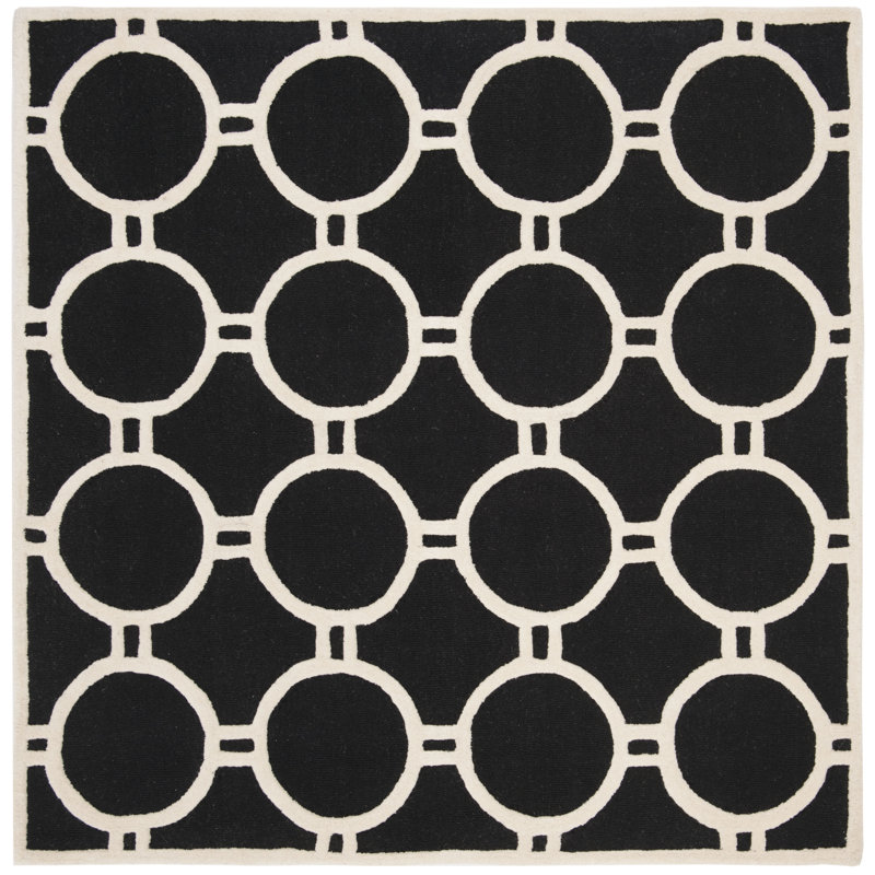 Sanyla Hand Tufted Wool Geometric Rug, Square 6'