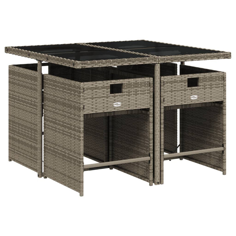 Ensemble repas de patio 5 pièces avec coussins en polyester Latitude Run®, Gris, 4, Gris