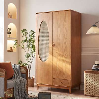 Wood Double Door Storage Cabinet With Drawers Accent Cabinet