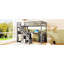 Lit mezzanine simple avec deux commodes, bureau et bande lumineuse-1029131757