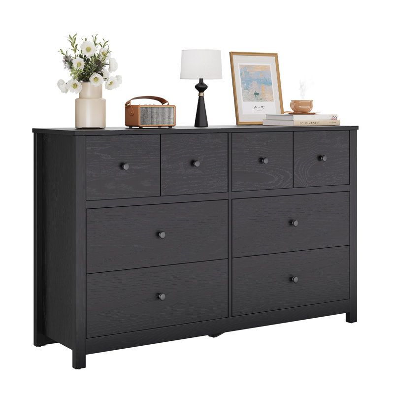 Commode moderne à 8 tiroirs avec rangement spacieux, commode en bois pour la chambre à coucher, le bureau personnel ou l'espace de vie
