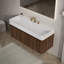 Meuble-lavabo suspendu cannelé de 122 cm (48 po), armoire en noyer avec lavabo en surface solide blanc lustré, portes à fermeture amortie-1933146156-1933146157