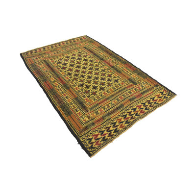 Tapis en laine brun/beige 4 pi 2 po x 6 pi à la main one-of-kind noué la Warminster