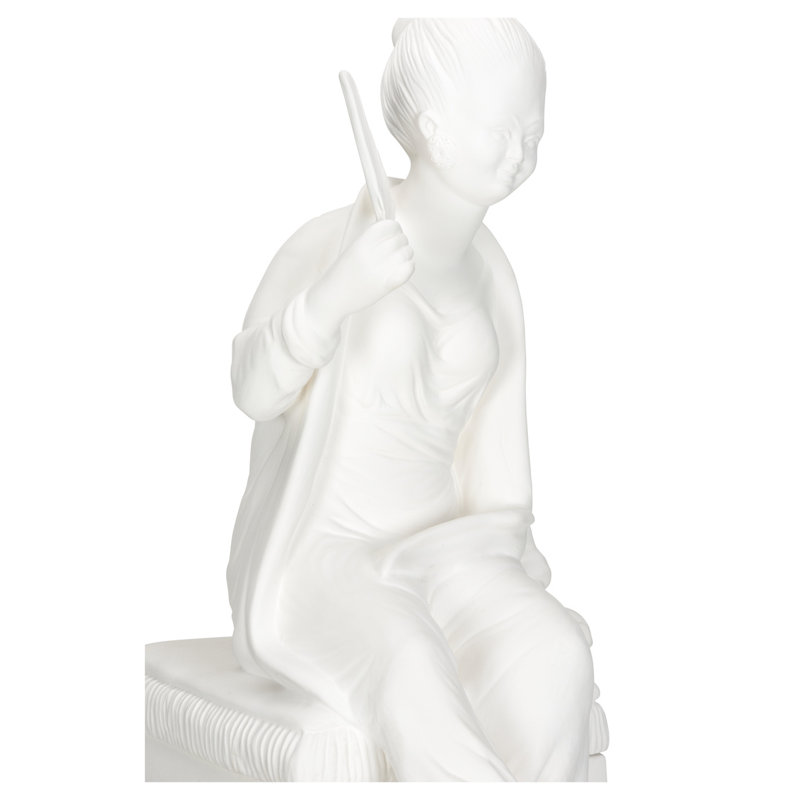 Chinoserie, femme sur piédestal