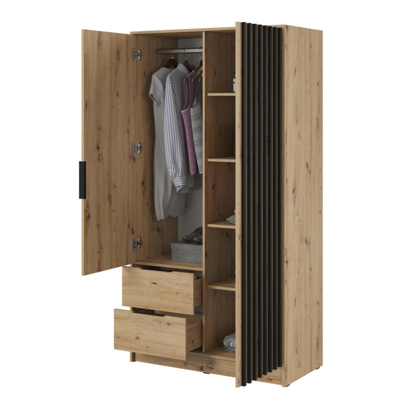 Anzovin 2 Door Wardrobe, Natural