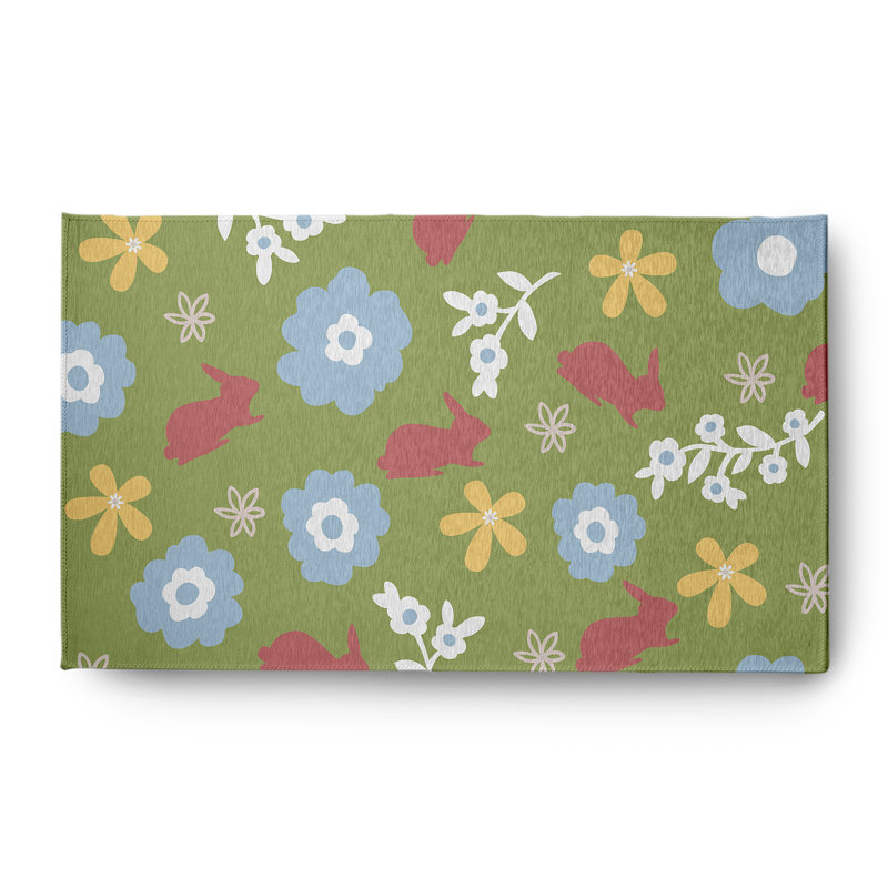 Anelys Chenille Floral Indoor / Outdoor Rug, Rectangle 3' x 5'