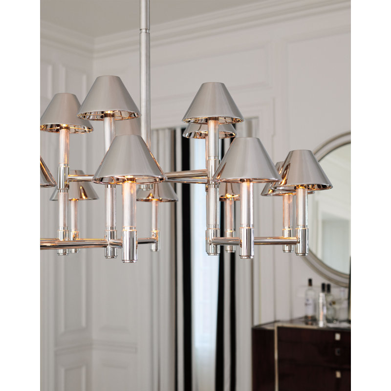 Ralph Lauren Barrett 9 Light Chandelier, Polished Nickel