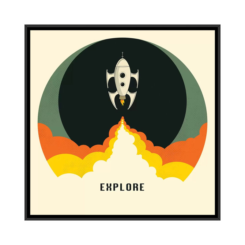 «Explore I», impression sur toile, H 18 po x l 18 po x P 1,5 po, Toile avec cadre noir, Pas de tapis