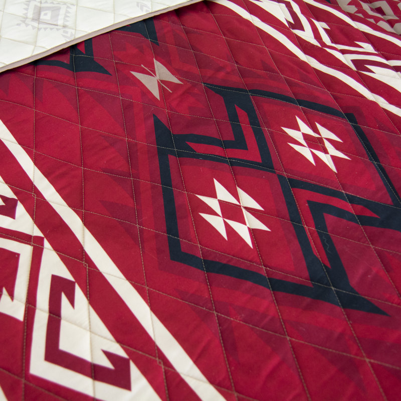 Red and Beige Reversible Microfiber Full Quilt Set