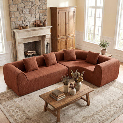 110" Modern Curved L-Shaped Modular Sectional Sofa With High-Density Fully Compressed Sponge, 2-Piece Set, Fully Assembled Right Hand Facing,  For Living Room, Lounge