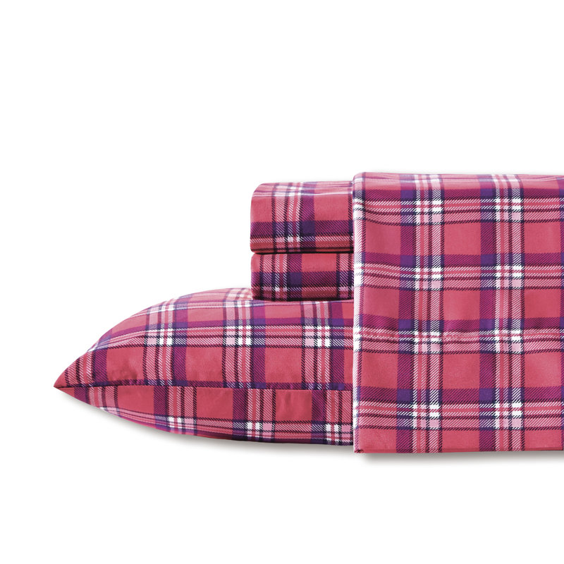  Ensemble de draps en microfibre Pretty Plaid, Ensemble de draps pour lit simple avec un drap-hou