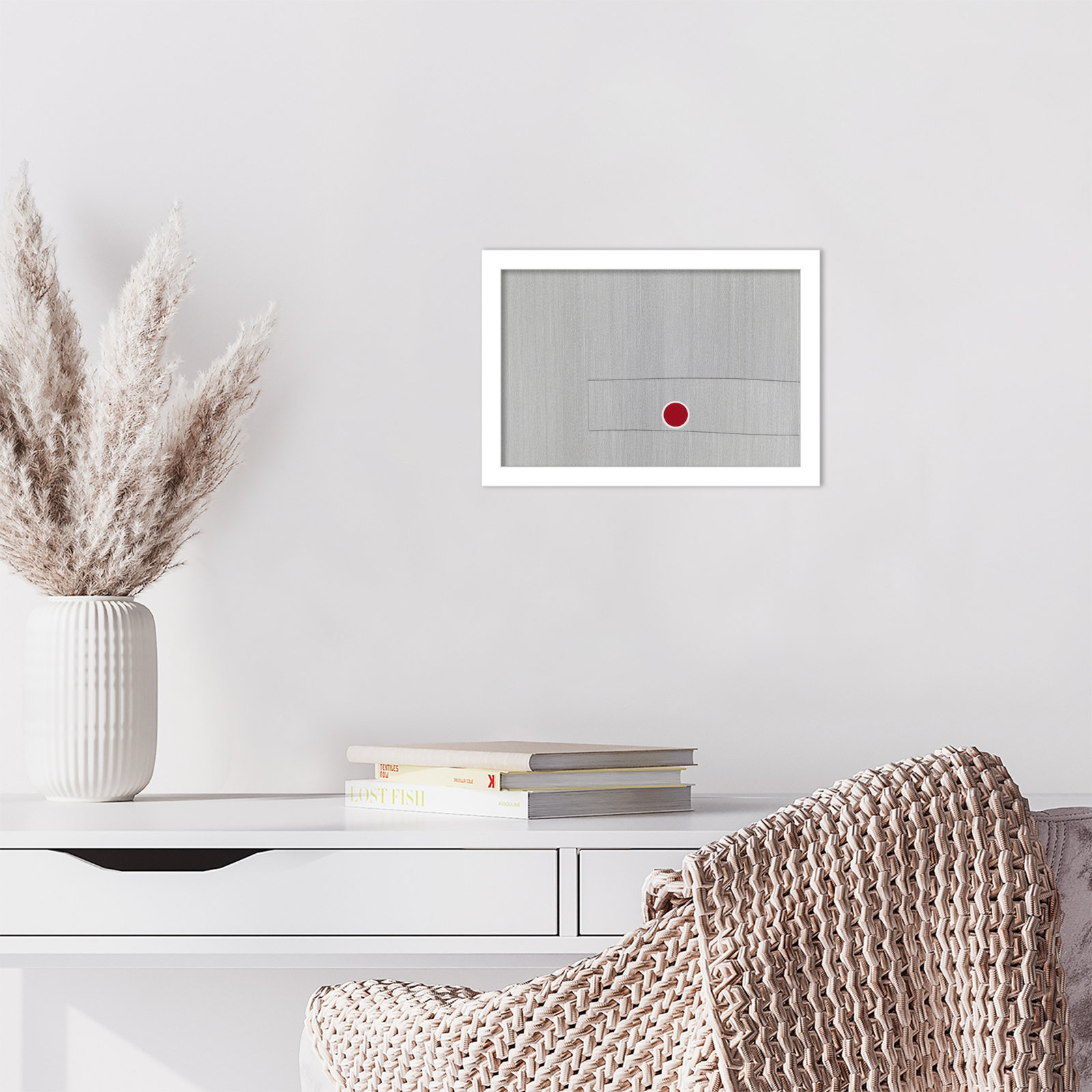 Grey Drawing Fifty Seven by Alex Dunn, White, 9" H x 13" W x 1" D