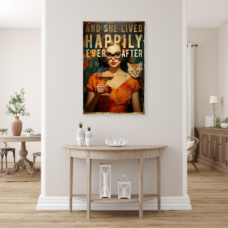 «Woman And She Lived Happily» sur toile, H 36 po x l 24 po x P 1,25 po