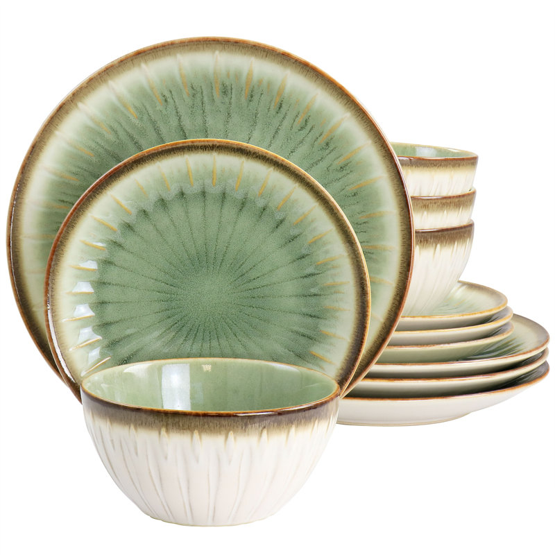 Mayfair Bay 12 Piece Dinnerware Set, Service for 4, Green