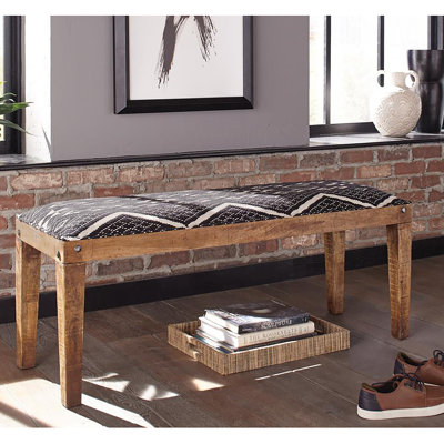 Banc d'appoint rembourré en tissu Eure noir et naturel