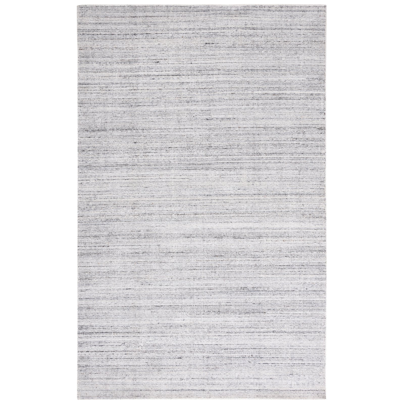 Quayshun Handwoven Ivory/Grey Area Rug, Rectangle 5' x 8'