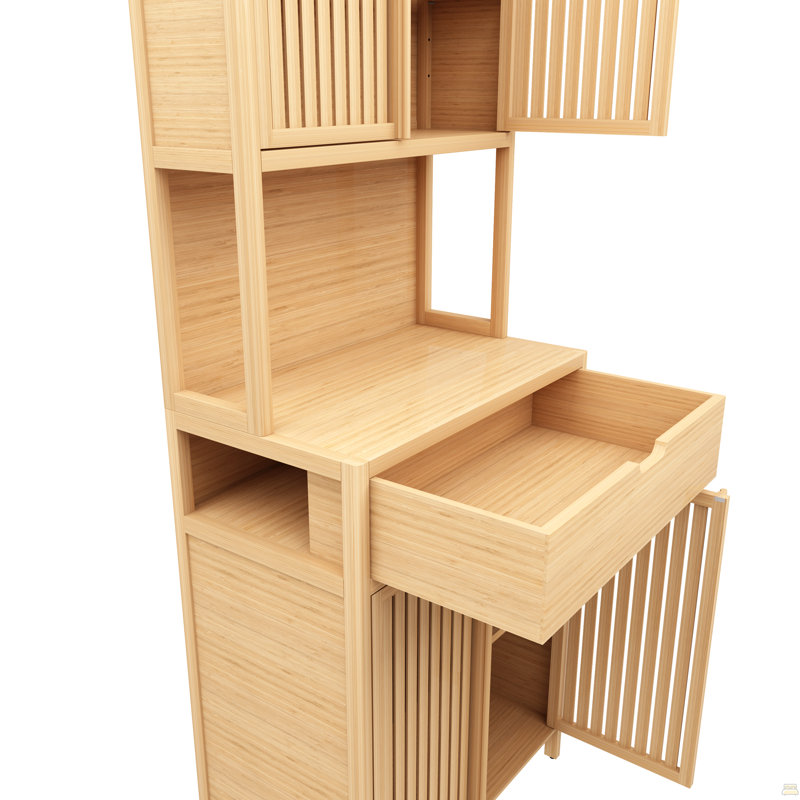 Armoire de rangement en bambou à double porte de 72 pieds de hauteur, couleur bois, double capacité
