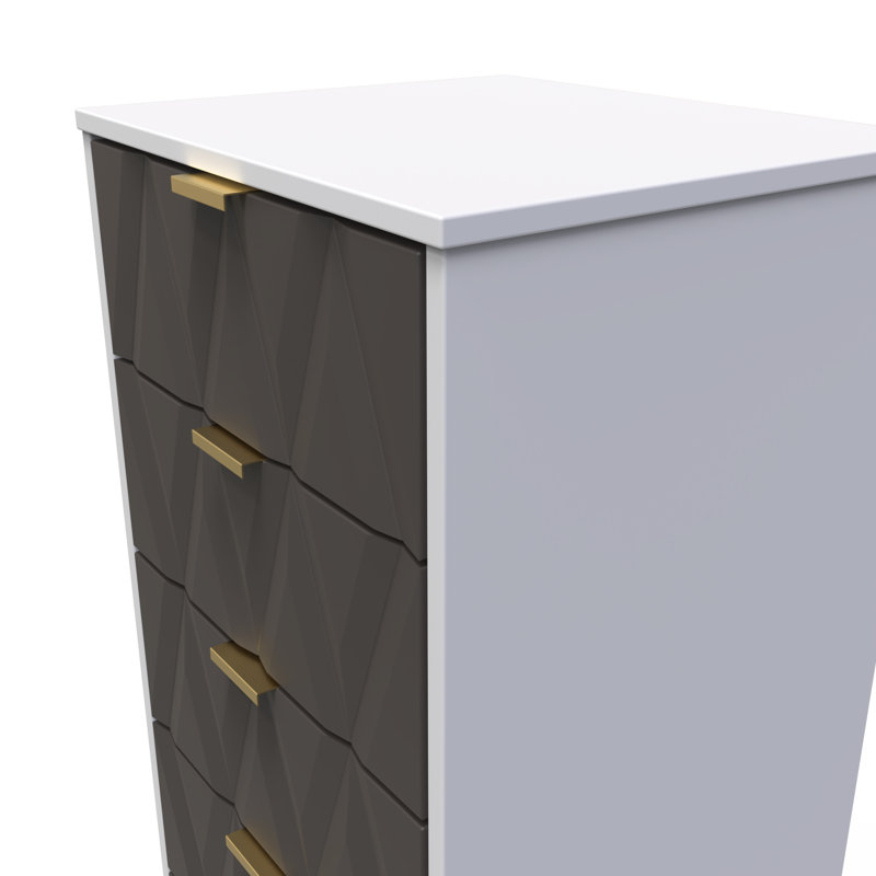 Baturhan 5 Drawer Bedside Cabinet (Ready Assembled), Graphite/Grey