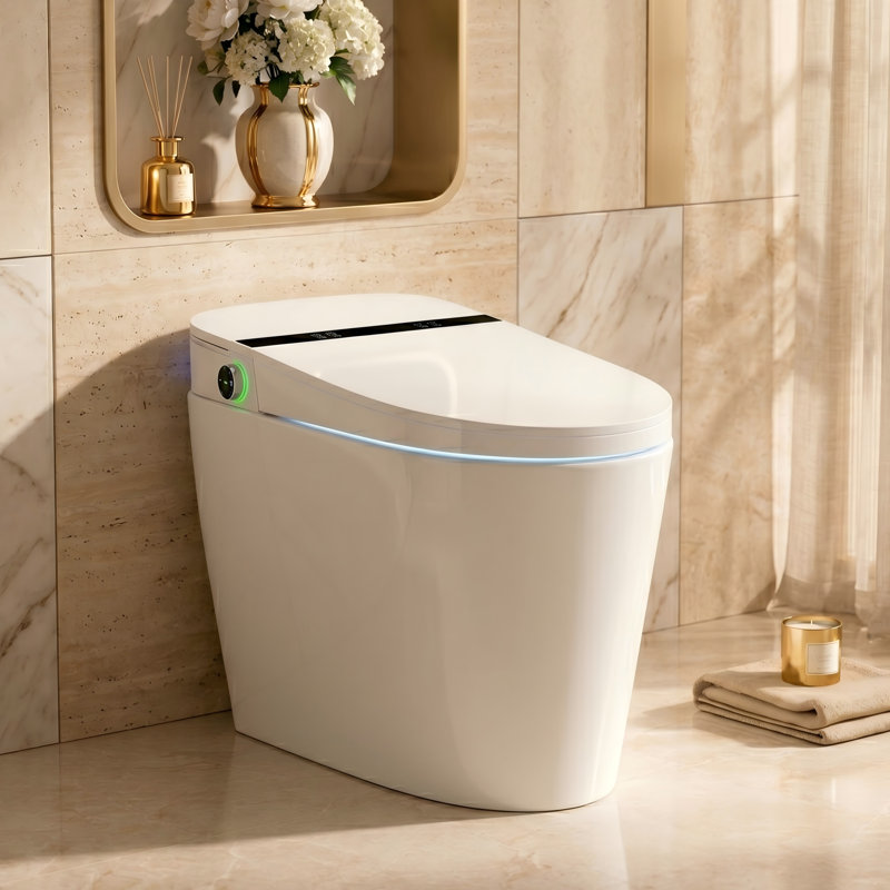 BCANHOME Smart Toilet With Built-in Tank Bidet, Auto Open Lid, Low Water Pressure Required, 1.24 Gallons Auto Flush, UV Sterilization, Heat Seat, Warm Wash/Dryer, Soft Closing, Deodorization, Remote Control