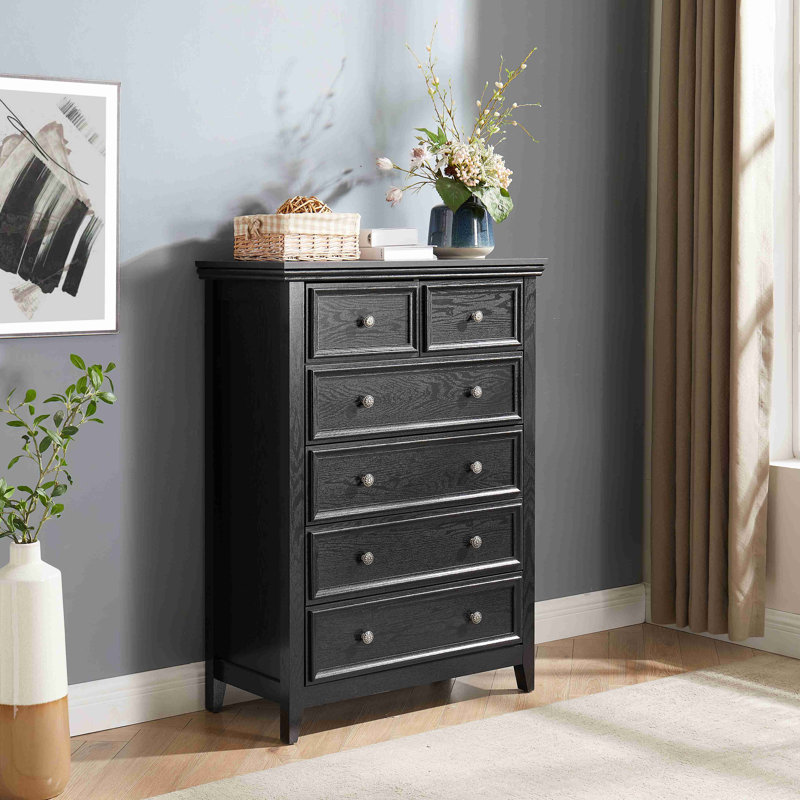 Commode moderne à 6 tiroirs, commode à tiroirs et rangement pour vêtements, armoire de rangement pour le salon, Noir