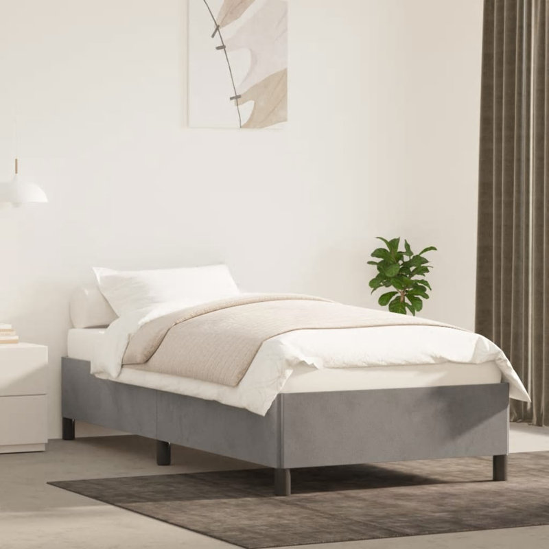 Cadre de lit Darrisha, cadre de lit plateforme tapissier, sans matelas, Gris clair, Simple TG