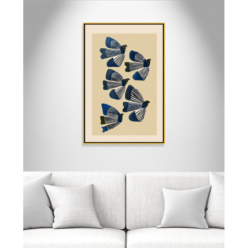 Imprimé indigo par ville, Toile avec cadre, L 25,5 po x H 37,5 po, Gold Floater