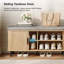Banc de rangement pour chaussures avec portes coulissantes cannelées lisses, armoire de rangement de chaussures dissimulée à 2 niveaux