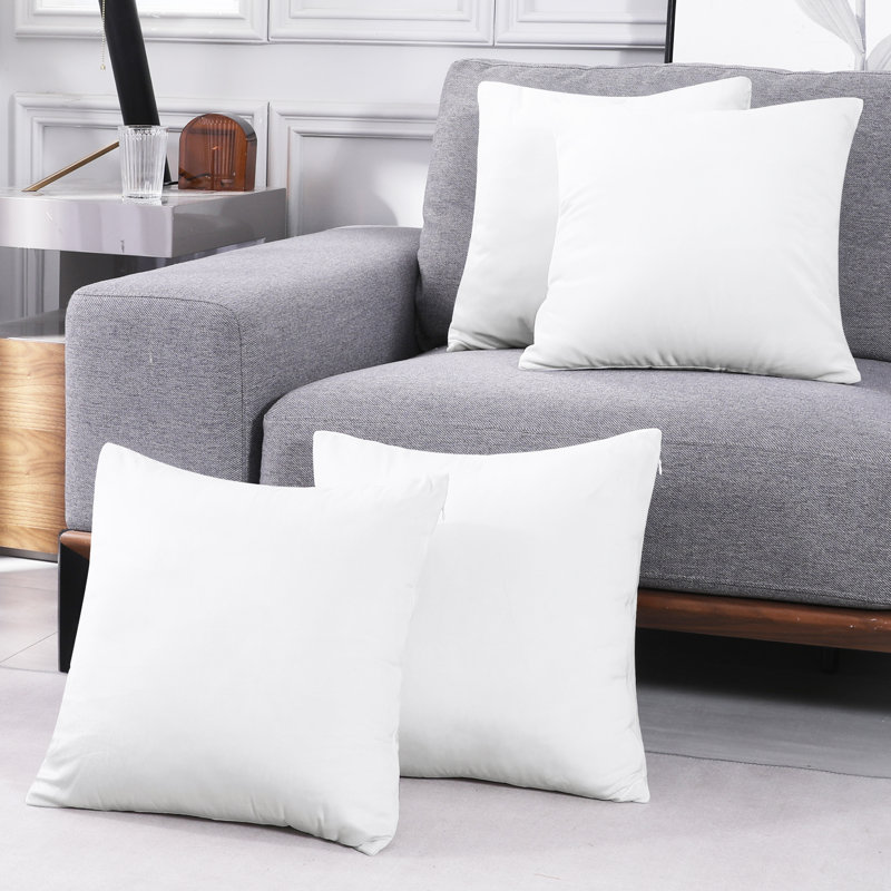 Decorative Throw Soft Linen Cushion Covers Pillow Covers (Set of 4), Square 26", Cream