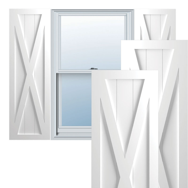 Volets à fixation fixe en PVC True Fit, Blanc, 18", 49"