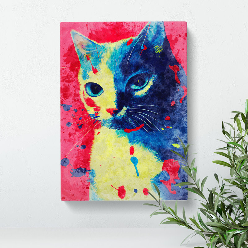 Catt Paint Splash No.3 - Print, Wrapped Canvas, 50cm H x 35cm W x 3cm D, No Matte