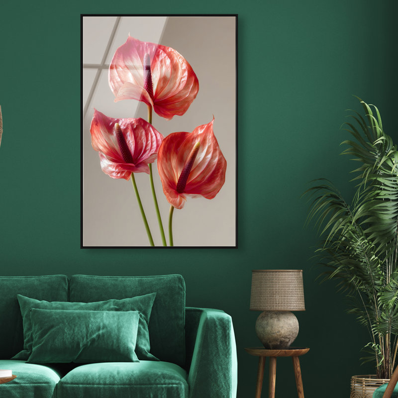 Crimson Silk Veins II Print, 16"H x 11"W, Black Floater Frame