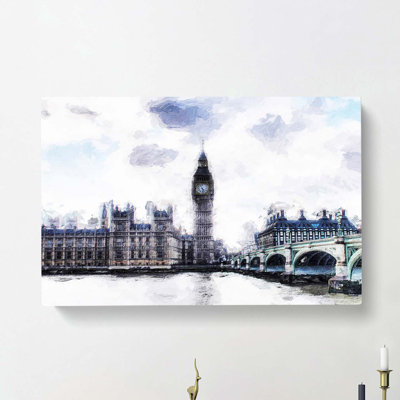 The Houses Of Parliament London In Abstract - Wrapped Canvas Painting