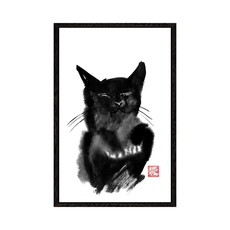 Happy Cat by Péchane - Print on Canvas, Black Framed, 66.04 cm H x 45.72 cm W