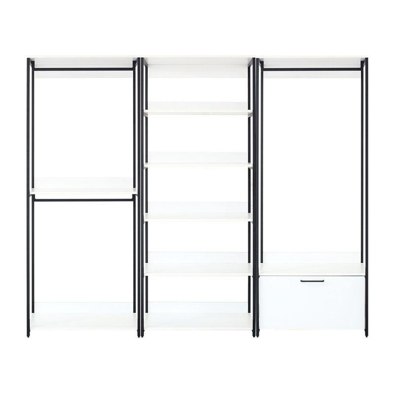 Armoire autoportante blanche en bois avec métal - Rangement profond, cadre rouillé, résistance à l'eau et à la chaleur, finition anti-rayures, cadre de tableau de classement E0 et, espace de rangement supplémentaire