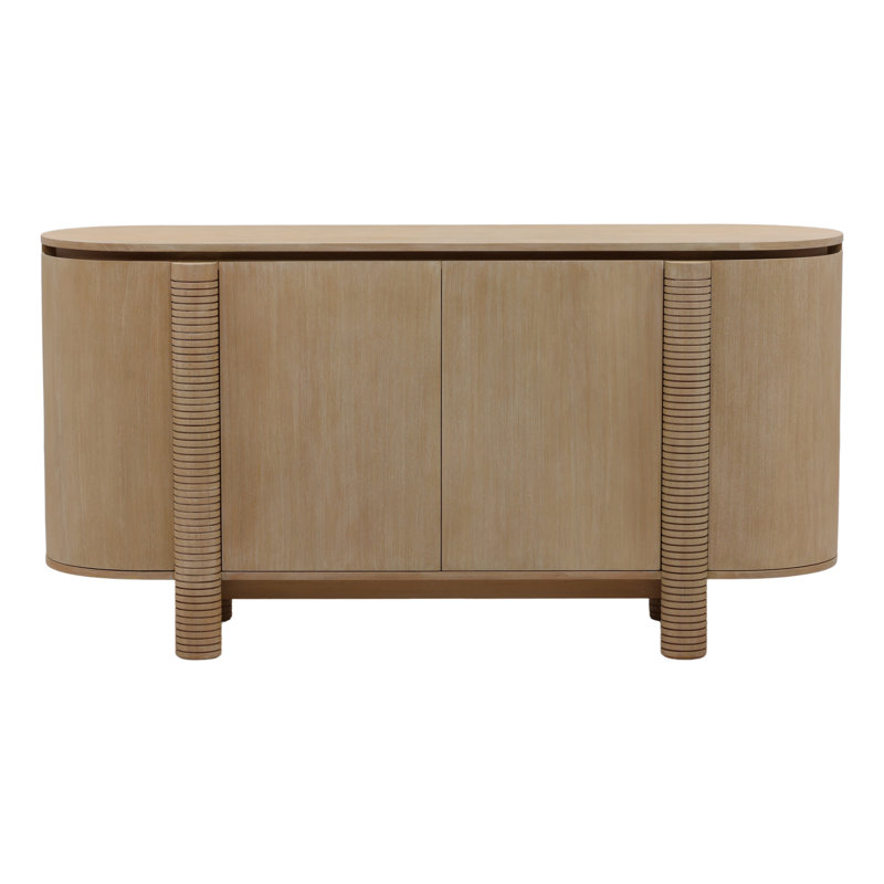 Stefan 63" Wide Sideboard, Black, Light Natural