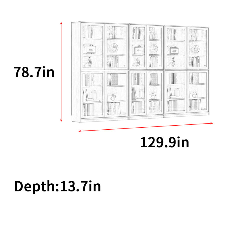 Wlotzka, (4 Shelves) 78.7"H x 129.9"W x 13.7"D