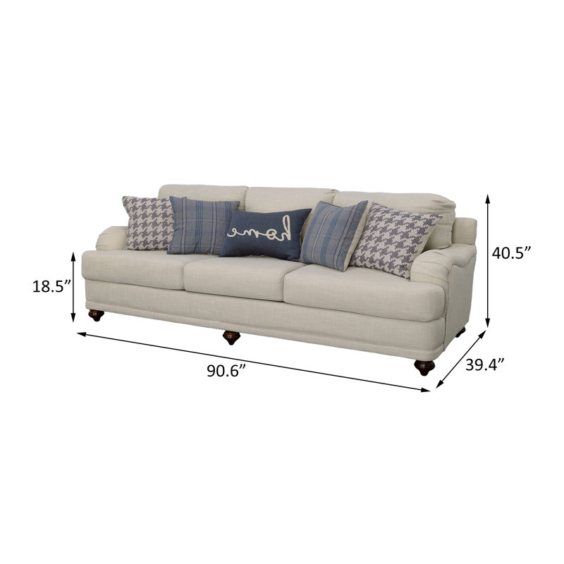 Canapé à accoudoirs encastrés 90,6 po Aspenson, Tissu gris pâle