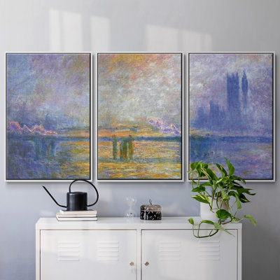 " Charing Cross Bridge, The Thames 02, 1903 " 3 - Pieces Painting Print