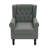Duward Upholstered Gray Button Tufted Wingback Accent Chair with Rolled Arm and Thick Padded Cushion-541319378
